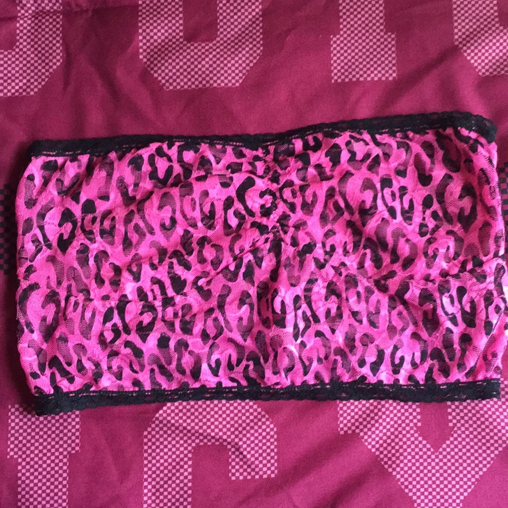 Lace cheetah print crop bandeau